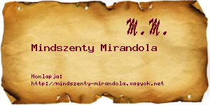 Mindszenty Mirandola névjegykártya